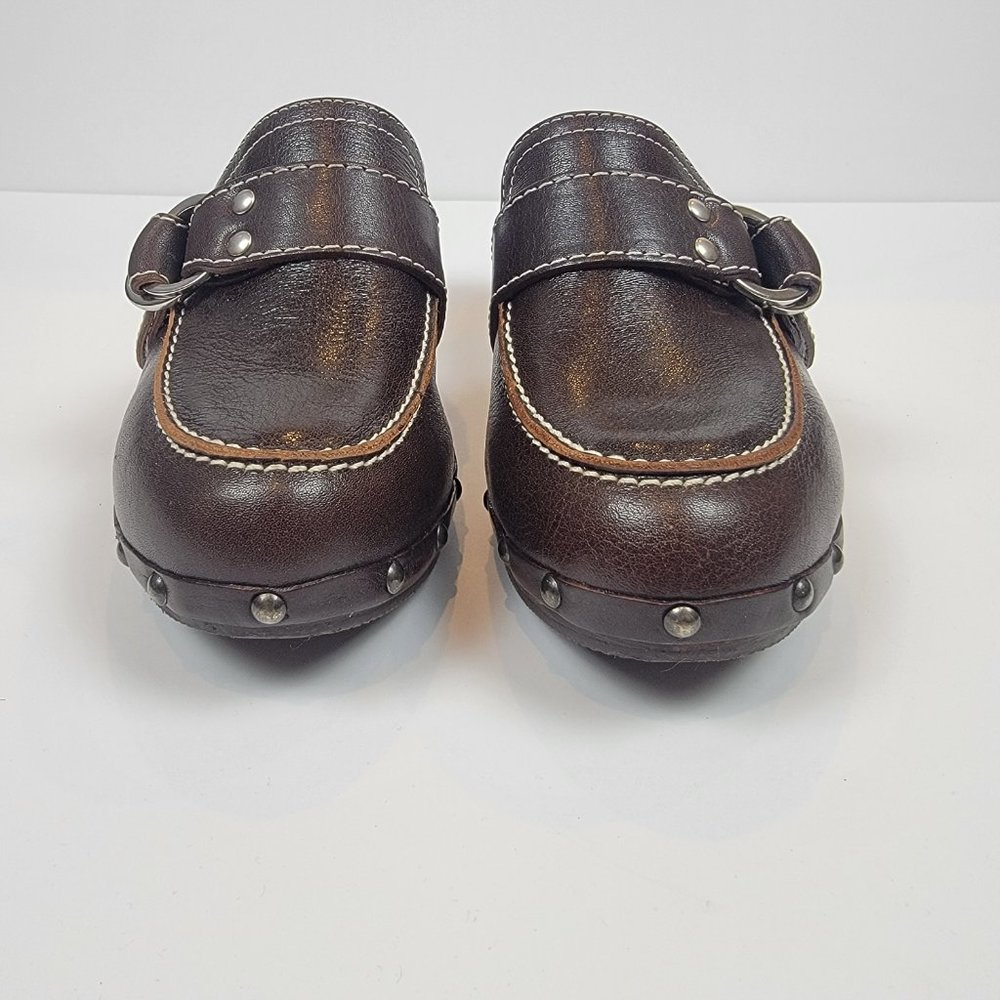 Coach Brown Leather Studded Mule Clogs - Picture 3 of 7